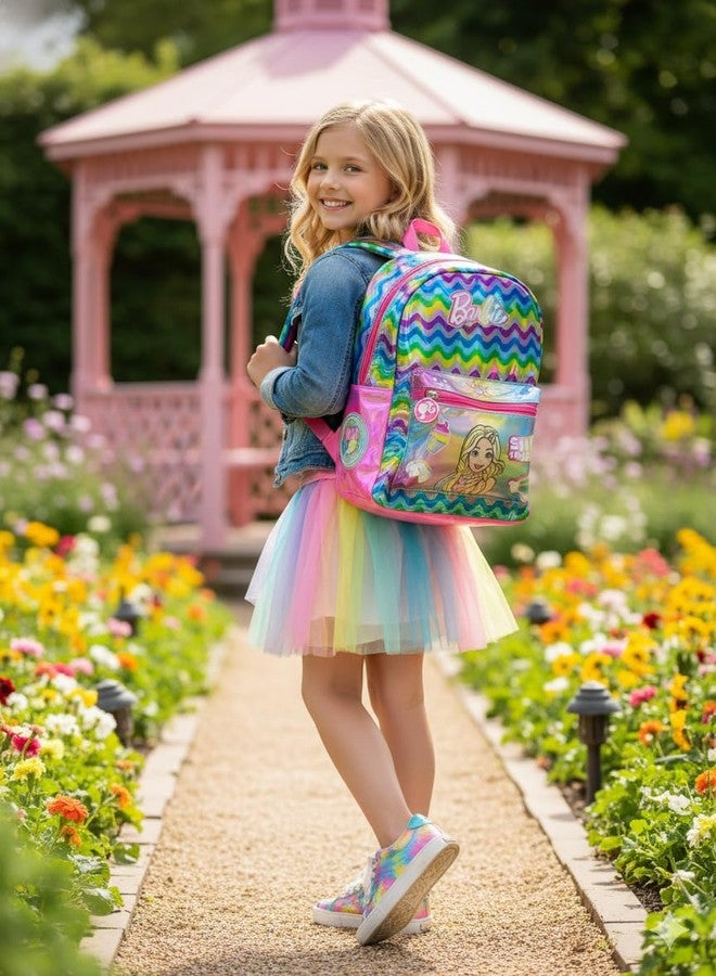 STRIDERS حقيبة ظهر باربي ثلاثية الأبعاد بألوان قوس قزح للبنات من ستريدرز | حقيبة مدرسية بتصميم "تألقي معًا" | حقيبة أطفال عصرية وخفيفة الوزن - Image 5